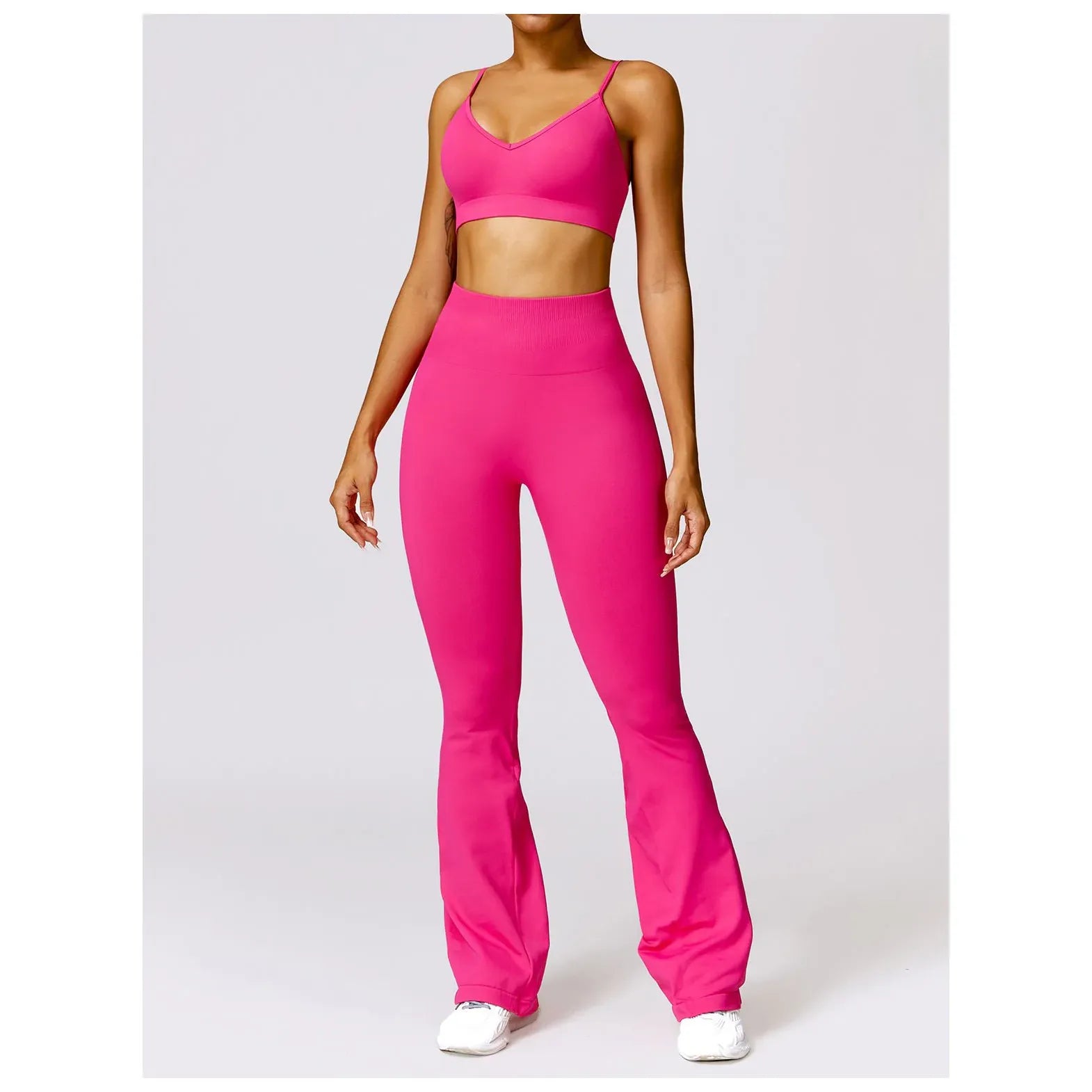 Neon Sports Bra Flaired Leggings 2-Piece Set