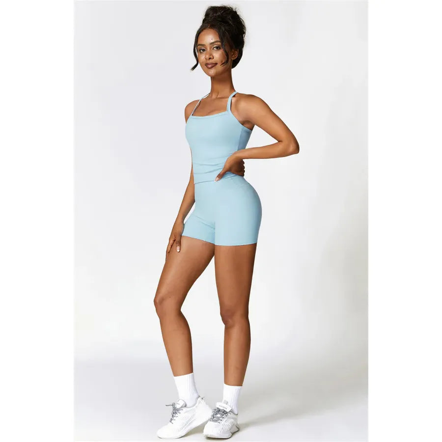 Athens Crop Vest Shorts 2-Piece Set