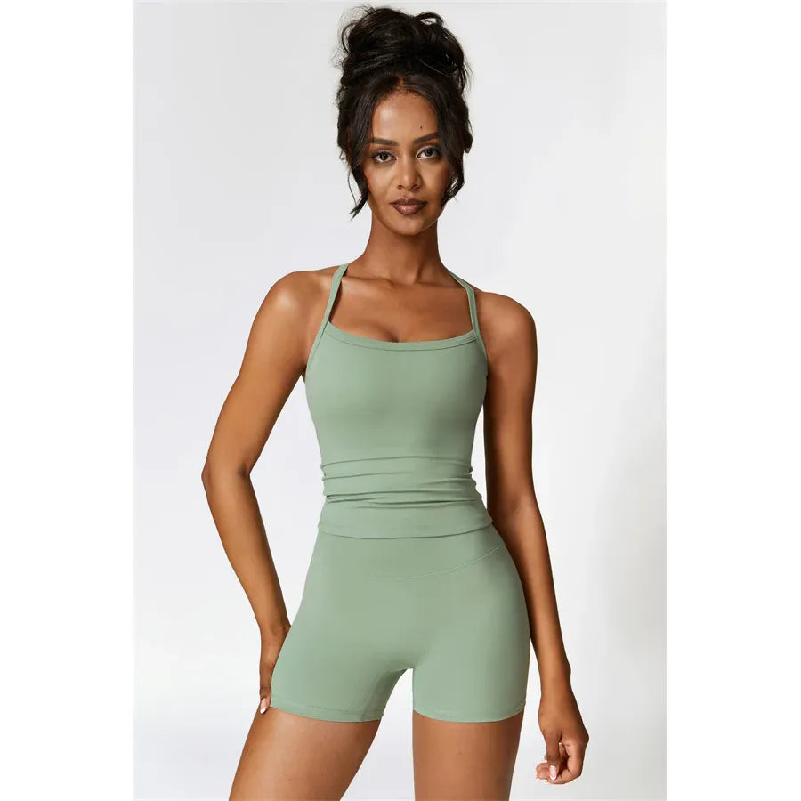 Athens Crop Vest Shorts 2-Piece Set