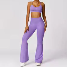 Neon Sports Bra Flaired Leggings 2-Piece Set