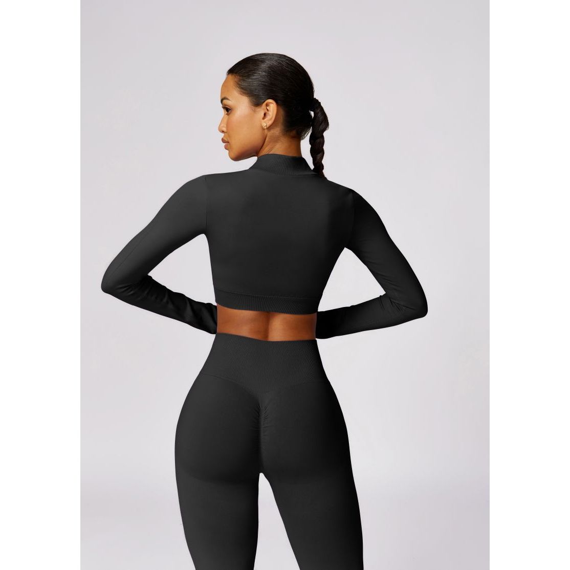 Neon Zipped Crop Top Flaired Leggings 2-Piece Set