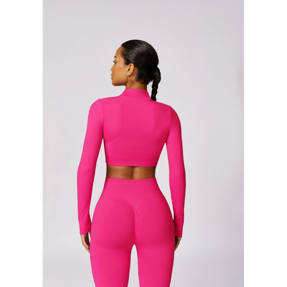 Neon Zipped Crop Top Flaired Leggings 2-Piece Set