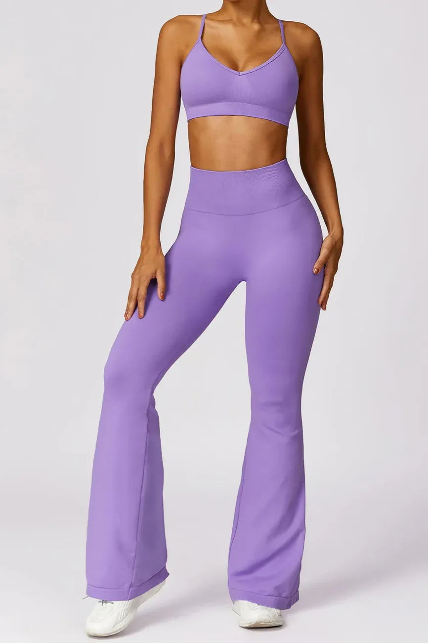 Neon Sports Bra Flaired Leggings 2-Piece Set