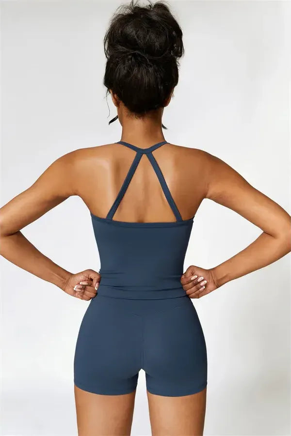 Athens Crop Vest Shorts 2-Piece Set