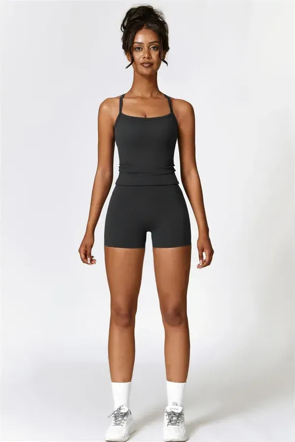 Athens Crop Vest Shorts 2-Piece Set