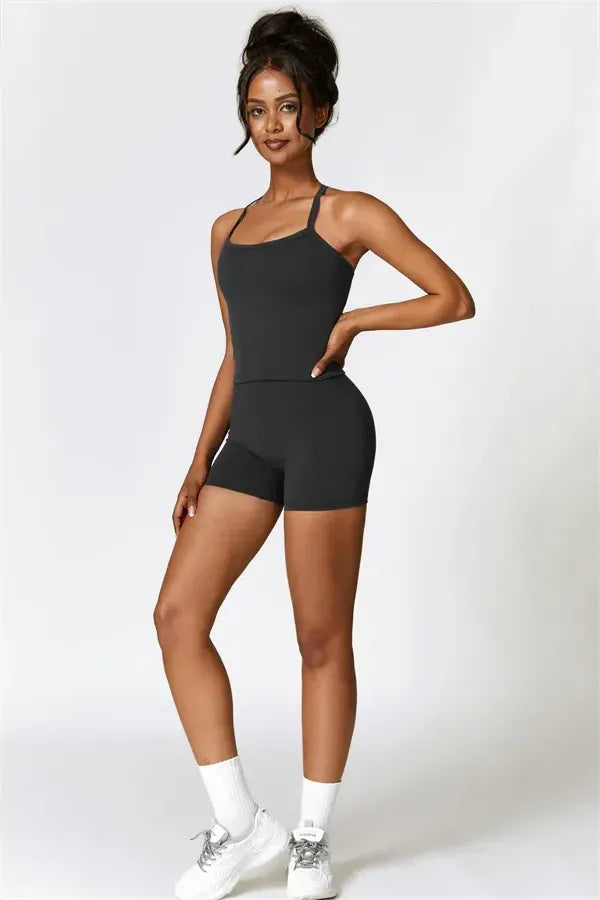 Athens Crop Vest Shorts 2-Piece Set