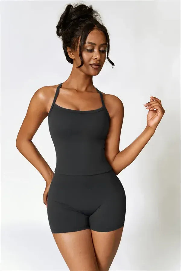 Athens Crop Vest Shorts 2-Piece Set