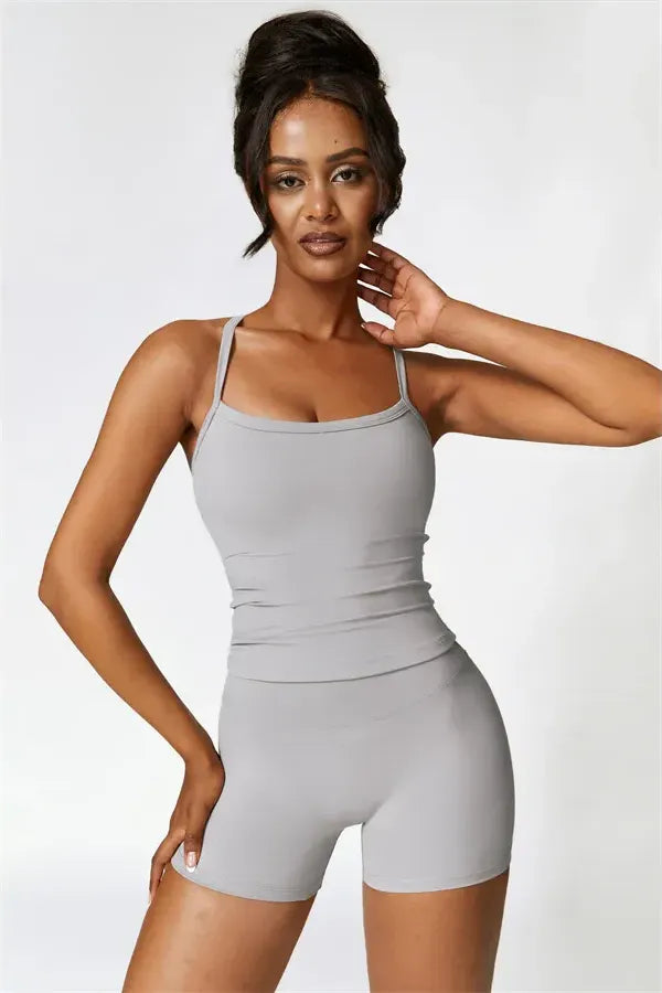 Athens Crop Vest Shorts 2-Piece Set