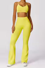 Neon Sports Bra Flaired Leggings 2-Piece Set
