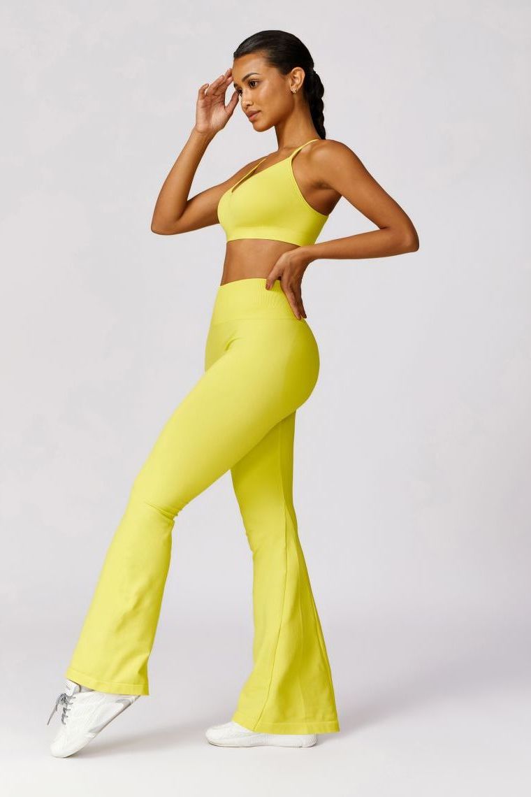 Neon Sports Bra Flaired Leggings 2-Piece Set