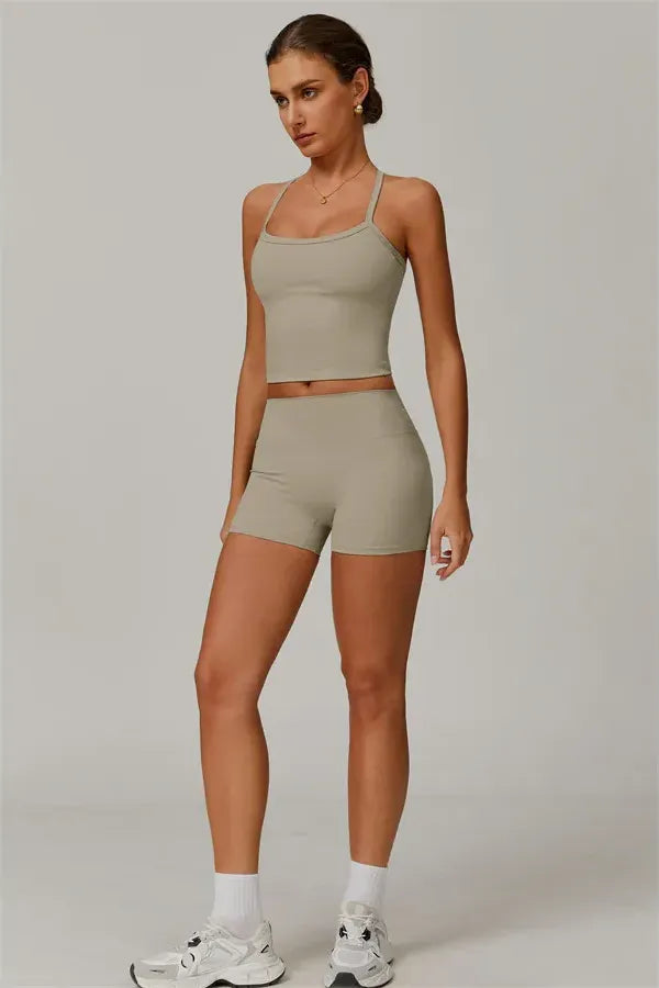 Athens Crop Vest Shorts 2-Piece Set